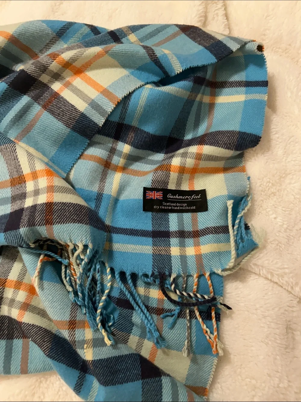 Blue Plaid Cashmere scarf. In great condition.